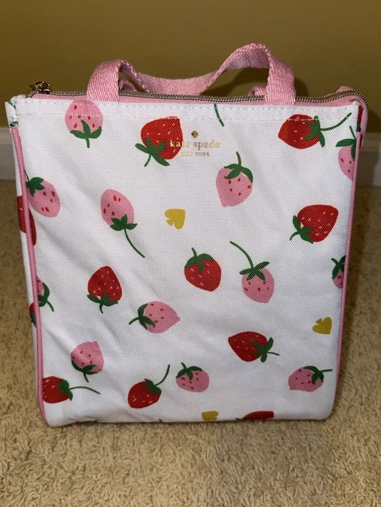 kate spade Strawberry Print Lunch Bag in Pink, Red & Green - Picture 13 of 13